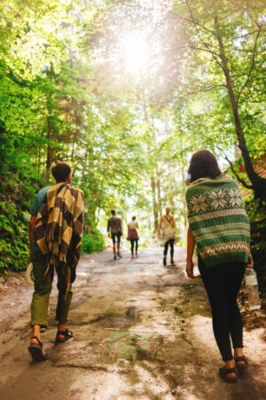 A group of friends together, adventures on the mountain
